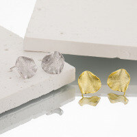 wholesale S925 Sterling Silver 662 Matte Geometric Irregular Round Stud Earrings for Women, Unique Small-Batch Textured Design-Platinum [with sterling silver ear plugs] &gt; 925 silver