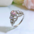 wholesale S925 Silver New Crown Pink Princess Style 4*6 Pink Diamond Unique Design Fashion Ring-0-2
