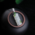 wholesale 925 sterling silver inlaid natural Hetian jade pendant with certificate, new Chinese retro-style bamboo knot jade necklace-0-3
