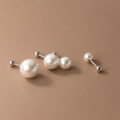 wholesale S925 silver Korean-style synthetic pearl threaded ear studs, minimalist vintage wind ear accessories for women M03990-0-0