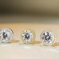 wholesale AU750 Platinum Plated S925 Sterling Silver 1 Carat Moissanite Stud Earrings Round Bezel-0-3