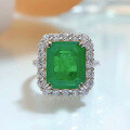 wholesale S925 silver style 5ct simulated emerald cut 10*12 geometric ring cross-border edition-0-0