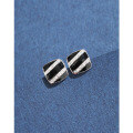 wholesale 925 Sterling Silver Square Black Earrings for Women, Unique Niche Design Zircon Stud Earrings with Elegant Advanced Sense Drip Oil Ear Accessories-0-1