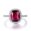 wholesale S925 Silver New Style 8*10 Cushion Cut Pigeon Blood Red Cocktail Ring with Micro-Setting, Hot Sale in Europe and America-0-1