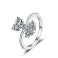 wholesale S925 Sterling Silver Moissanite Ring for Women, Heart Holding Flowers, Elegant and Sophisticated Holiday Gift for Girlfriend-0-4