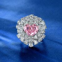 wholesale Metal material first: 10ct full diamond luxury ring with Spey Jewelry pink heart-shaped 10*12 ice flower cut high-carbon diamonds, sizes 5-9#-Sea Blue 10*12; H53【R-2394】 8