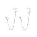 wholesale S925 Sterling Silver Versatile Star and Moon Chain Tassel Earrings, Korean Style-0-4