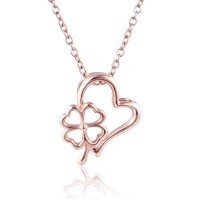 wholesale 18K white gold heart-shaped plain gold pendant, 14K rose gold chain, 9K yellow gold plain gold necklace gift-Rose gold 9K (without chain)