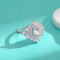 wholesale S925 Sterling Silver Cross-Border Oval Moissanite Diamond Women's Ring, High-End Full Diamond Fashionable and Elegant 1 Carat Colored Ring-0-1