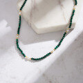 wholesale S925 Sterling Silver Natural Freshwater Pearl Malachite Bead Choker Necklace for Women with a High-End Feel-0-1