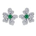 wholesale S925 Silver New European Style Simulated Emerald Earrings, Elegant Stud Earrings with Micro-Pave Setting-0-4