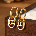 wholesale S925 Sterling Silver Letter Ear Clasp Fashion Minimalist High-End Oval Smooth Small Design Earrings-0-2