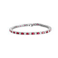 wholesale Sterling Silver Classic Four-Prong 3mm Lab-Created Ruby High-Carbon Diamond Tennis Bracelet Full Diamond Stackable Everyday Wear-0-5