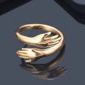 wholesale Metal minimalist cute open hands hugging couple ring sweet glossy Korean version-0-6