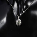 wholesale S925 Sterling Silver Fashionable Light Luxury Natural Gemstone Necklace Pendant with Design Sense, Inlaid with Natural Amethyst and Green Quartz-0-2