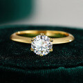 S925 Silver 6-Claw Ring with 65mm Round 1ct Moissanite-0-0