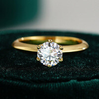 S925 Silver 6-Claw Ring with 6.5mm Round 1ct Moissanite.-1CT (set with moissanite)  6 yards
