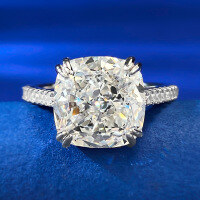 wholesale 925 Silver Mu Jing Jewelry New Product Imported High Carbon Diamond 10*10mm Fat Square Ring Women's Trendy Fashion Versatile-R737 White Diamond No. 5