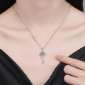 S925 Sterling Silver Moissanite Crown Key Pendant Necklace, 1ct Wholesale-0-2