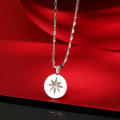 wholesale S925 Sterling Silver Geometric Minimalist Fashion Niche Design Retro High-end Pendant Collarbone Necklace-0-2