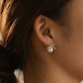 wholesale S925 Sterling Silver Elegant Bow Pearl Design Women's Earrings, Luxurious and Versatile-0-3