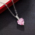 wholesale Silver Metal Material 1 Carat Heart High Carbon Diamond Necklace 7*7 Simple Style Pendant Heart-shaped Collarbone Chain 40+5-0-2