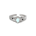 wholesale S925 Sterling Silver Korean Version Ins Indie Design Micro-Paved Zircon Moonstone Textured Openable Ring for Women-0-5