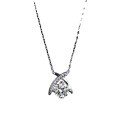 Sterling Silver Pendant with 1-Carat Moissanite, Classic Crossover Necklace for Women-0-2