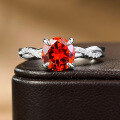 wholesale S925 Silver Simulated Diamond 70mm Round Fanta Orange Ring for Women,-0-0