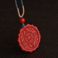 wholesale Metal pendant with certificate, high-content cinnabar, antique-style lotus, red jade plaque, six-syllable mantra, zodiac year necklace pendant-0-2