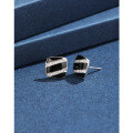 wholesale 925 Sterling Silver Square Black Earrings for Women, Unique Niche Design Zircon Stud Earrings with Elegant Advanced Sense Drip Oil Ear Accessories-0-3
