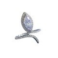 wholesale Sterling Silver 5*10 Marquise White Diamond Open Ring for Women,-0-4