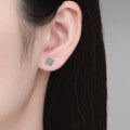 Sterling Silver Moissanite Stud Earrings, Four-Leaf Clover Design, Dainty and Sweet Style-0-2