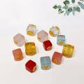 wholesale S925 Gold-Plated Silver Natural Crystal Agate Aquamarine Cube Bead Spacer DIY Craft Semi-Finished New Product-0-0
