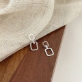 wholesale S925 sterling silver double-layer small square earrings for women, Korean Dongdaemun new style, niche design, high-end earrings-0-4