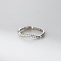 wholesale S925 Sterling Silver Fresh and Sweet Style Minimalist Design Curved Wave Diamond-Inlaid Ring R02703-0-3