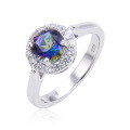 wholesale S925 Sterling Silver with Blue Gemstone Antique European Style Colored Crystal Ring Direct from Manufacturer-0-5