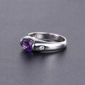 wholesale S925 Sterling Silver Fashionable and Light Luxury Natural Amethyst Ring In Stock, Exquisite Craftsmanship with Natural Colored Gemstone-0-2