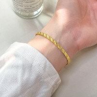 wholesale S925 silver fresh and sweet ins-style niche design exquisite irregular gold wire bracelet S7786-S925 Silver Bracelet>925 Silver