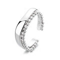 wholesale S925 Sterling Silver Korean Minimalist Design Smooth Irregular Shape Bead Chain Link Open Ring-0-4
