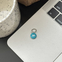 wholesale S925 Sterling Silver Enamel Resin Colorful Candy M&M Round Pendant Ins Style Versatile Necklace for Women-Blue Single Pendant>925 Silver