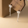 wholesale S925 Sterling Silver Fresh and Sweet Ins Style Small and Exquisite Design Delicate Bow Tassel Earrings M06454-0-3