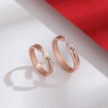 wholesale Sterling Silver Plated Rose Gold Two Small Innocent Matching Couple Rings Men's and Women's Matte Finish Valentine's Day Gift-0-0