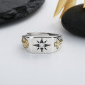 wholesale S925 Sterling Silver Retro Inlaid Zircon Octagram Maria Cross Ring, Personalized European Style Band-0-3