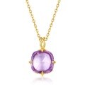 wholesale S925 gold-plated silver Japanese minimalist amethyst and clear crystal retro geometric pendant for women's trendy style-0-5