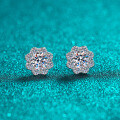 S925 Silver Moissanite Sunflower Earrings, Cute and Sweet Gift-0-5