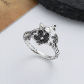 wholesale S925 Sterling Silver Retro Creative Ethnic Style 3D Bird Flower Adjustable Ring Vintage Design Ring-0-2