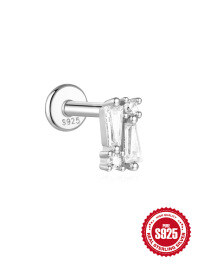 wholesale S925 Sterling Silver Flat Helix Ear Cuff with Zirconia, Geometric Plated with White Gold Ear Jewelry-Single platinum #5