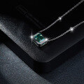 wholesale S925 silver plated with 18k gold, cross-border hot-selling green moissanite in its natural color, 6*8mm emerald cut necklace, passes diamond tester-0-2