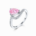 wholesale 925 Sterling Silver 15ct Flame Ice Flower Cut Teardrop Ring with High-Grade Sensibility, 6*9 Teardrop Colored Gemstone and High-Carbon Diamond Women's Ring-0-3